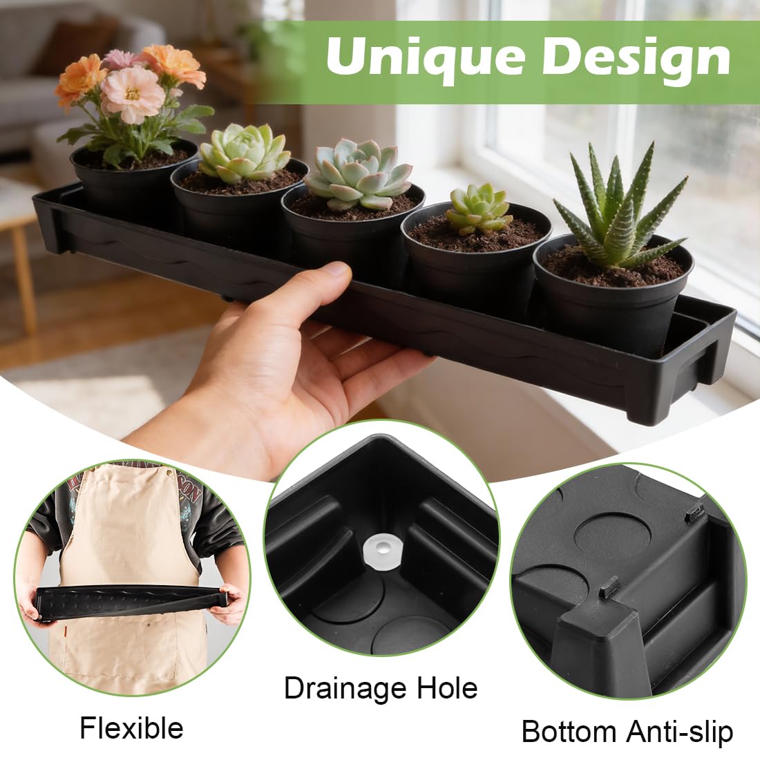 RooTrimmer tray dimensions show 17.4 by 3.03 by 1.46 inches for tight spaces
