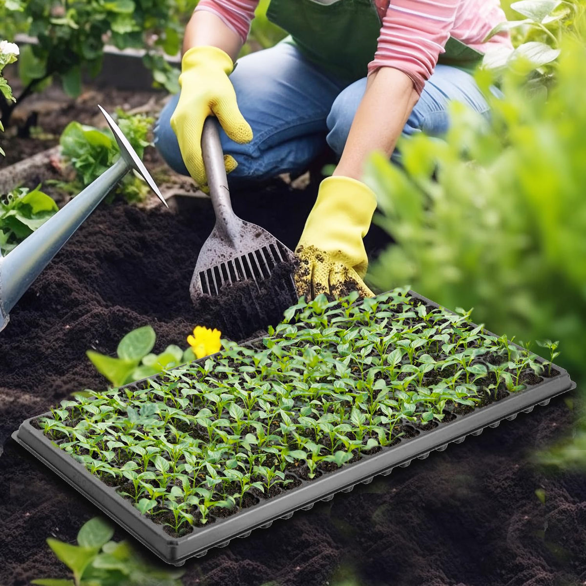 RooTrimmer tray drainage holes close-up preventing waterlogging during germination.