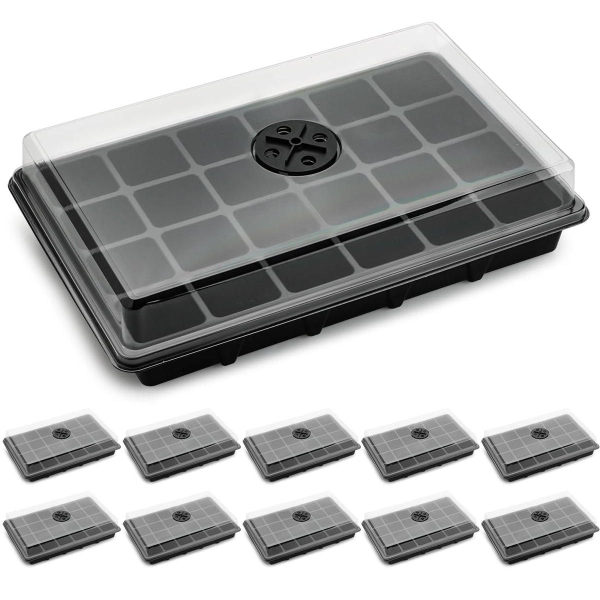 RooTrimmer XL seed starter tray with dome for strong sprouts.