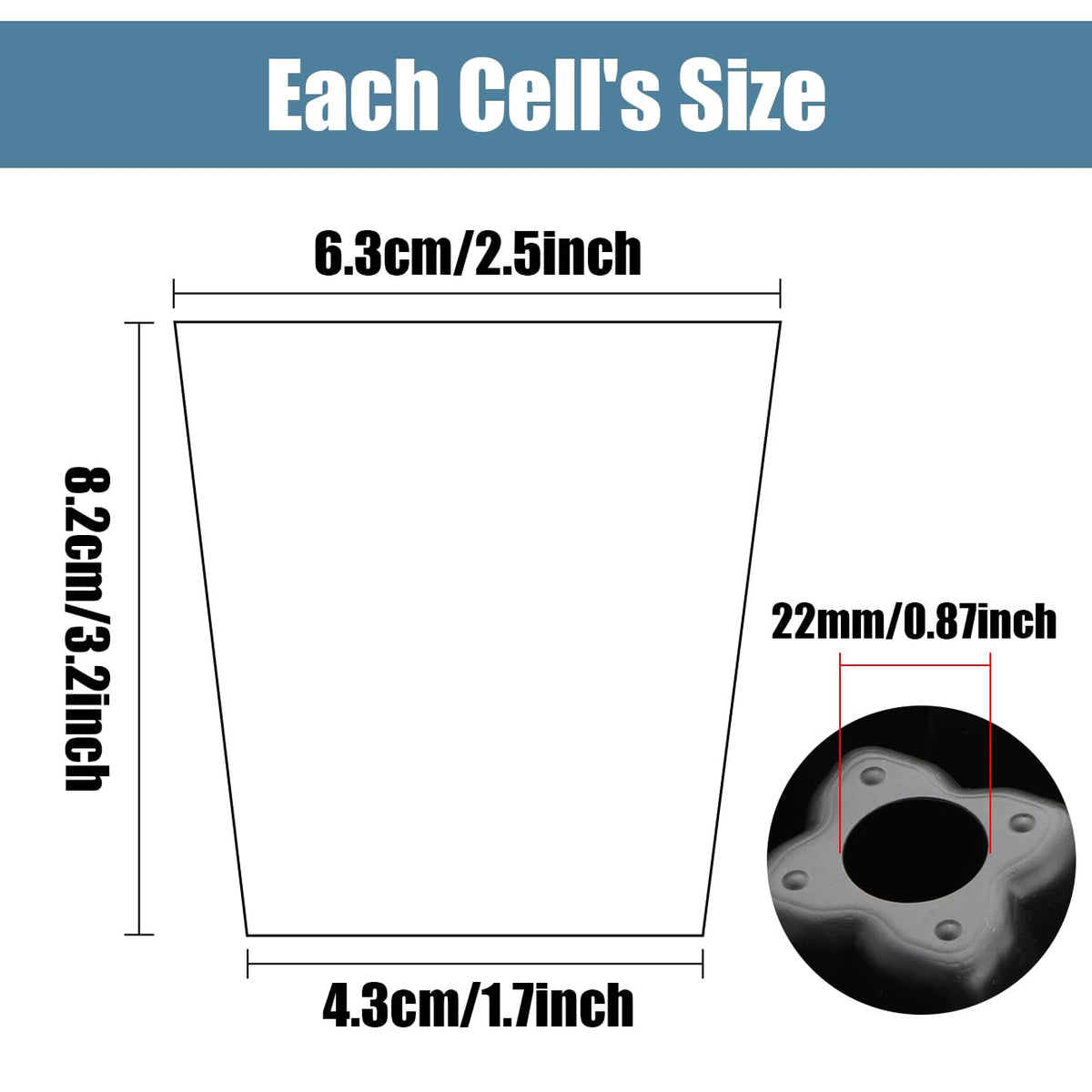 RooTrimmer 1.2-inch cell spacing enhances soil aeration and root health.