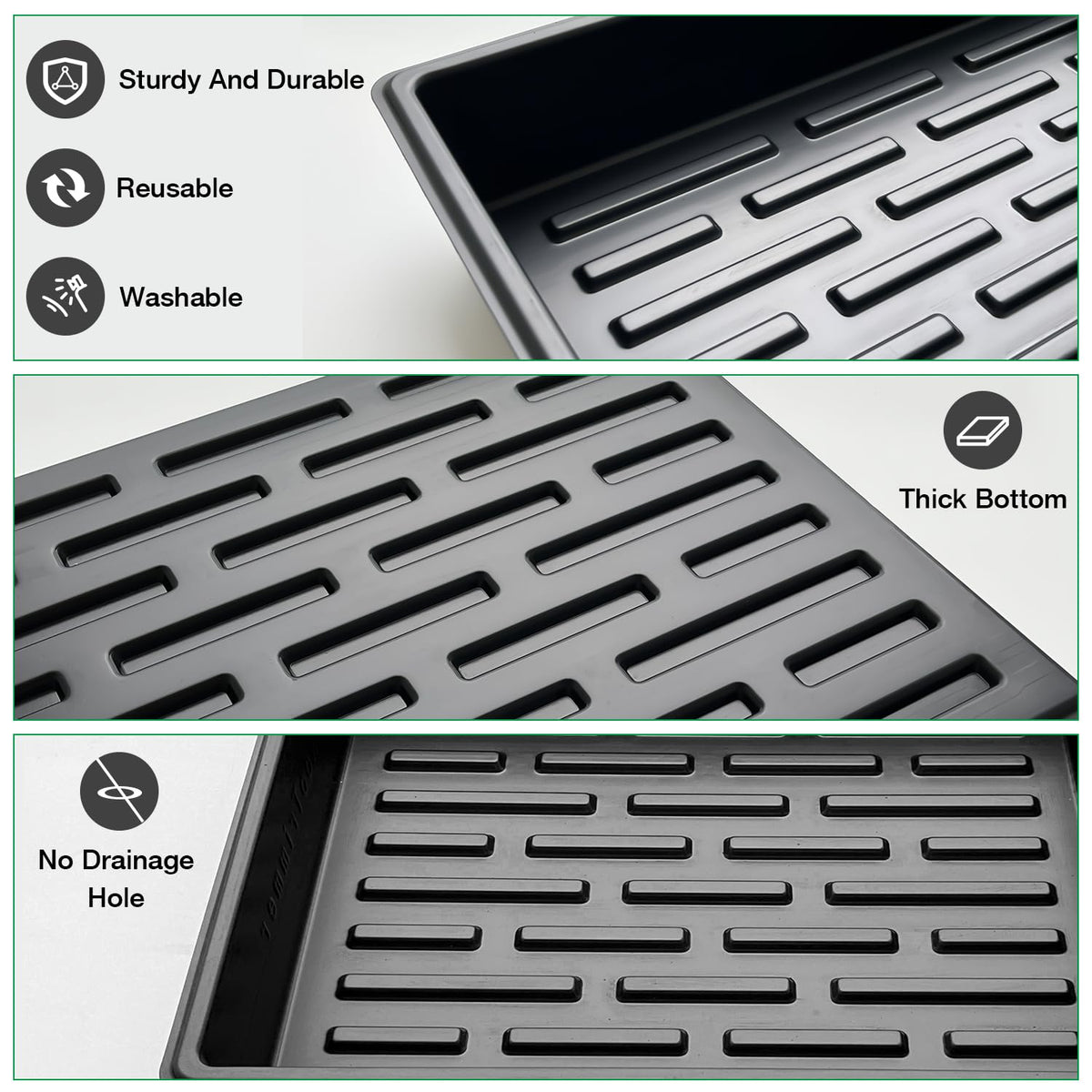 RooTrimmer 15x11-inch flat tray enables water control and storage.