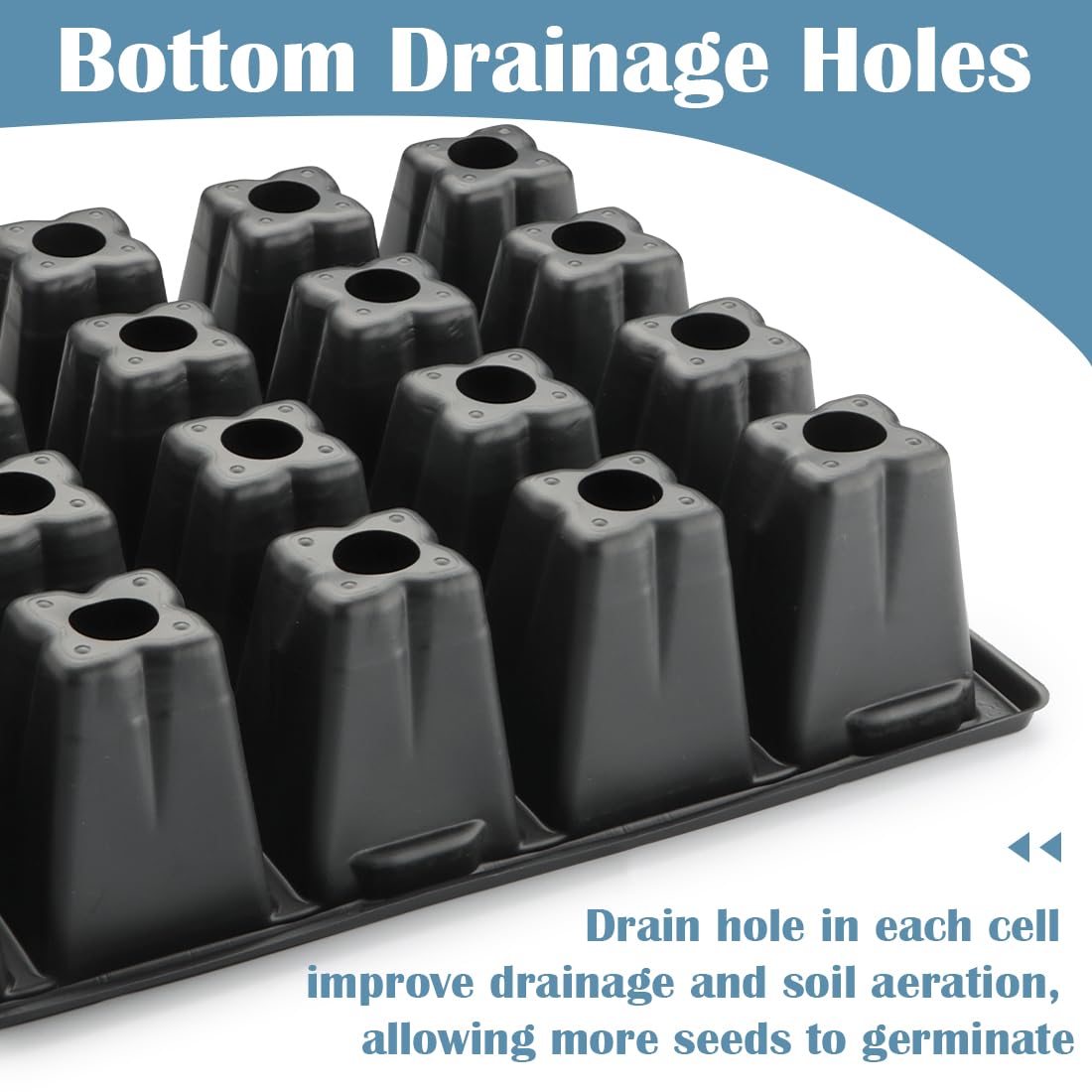 RooTrimmer 15x11-inch plug tray supports scalable seed starting and transplanting.