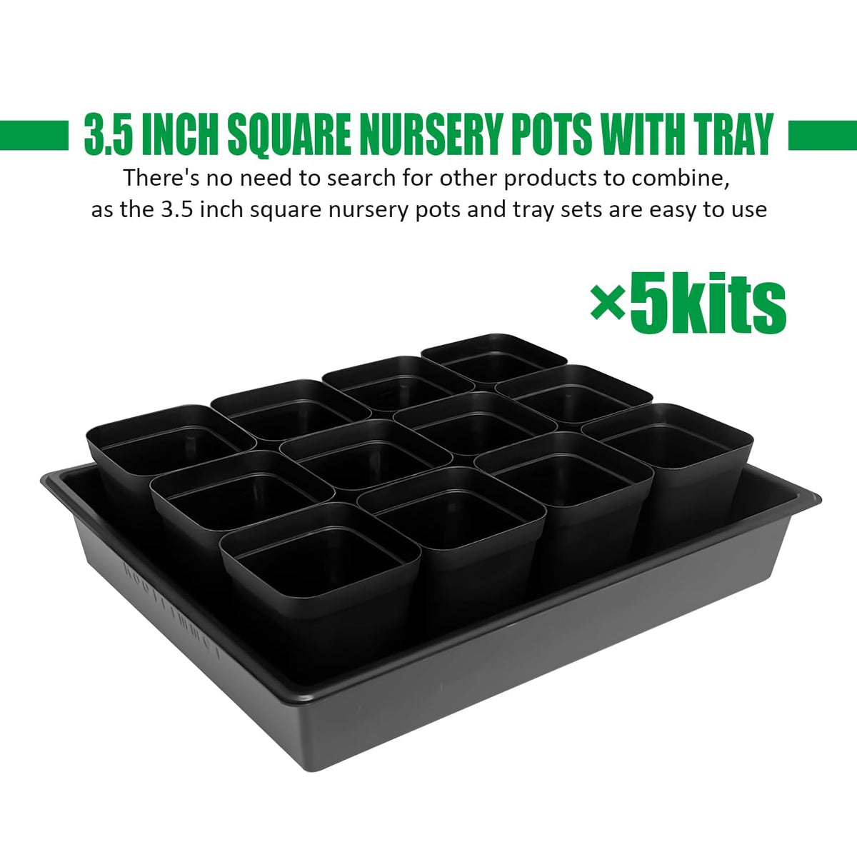 RooTrimmer 3-5-inch square pots top view showing uniform size.