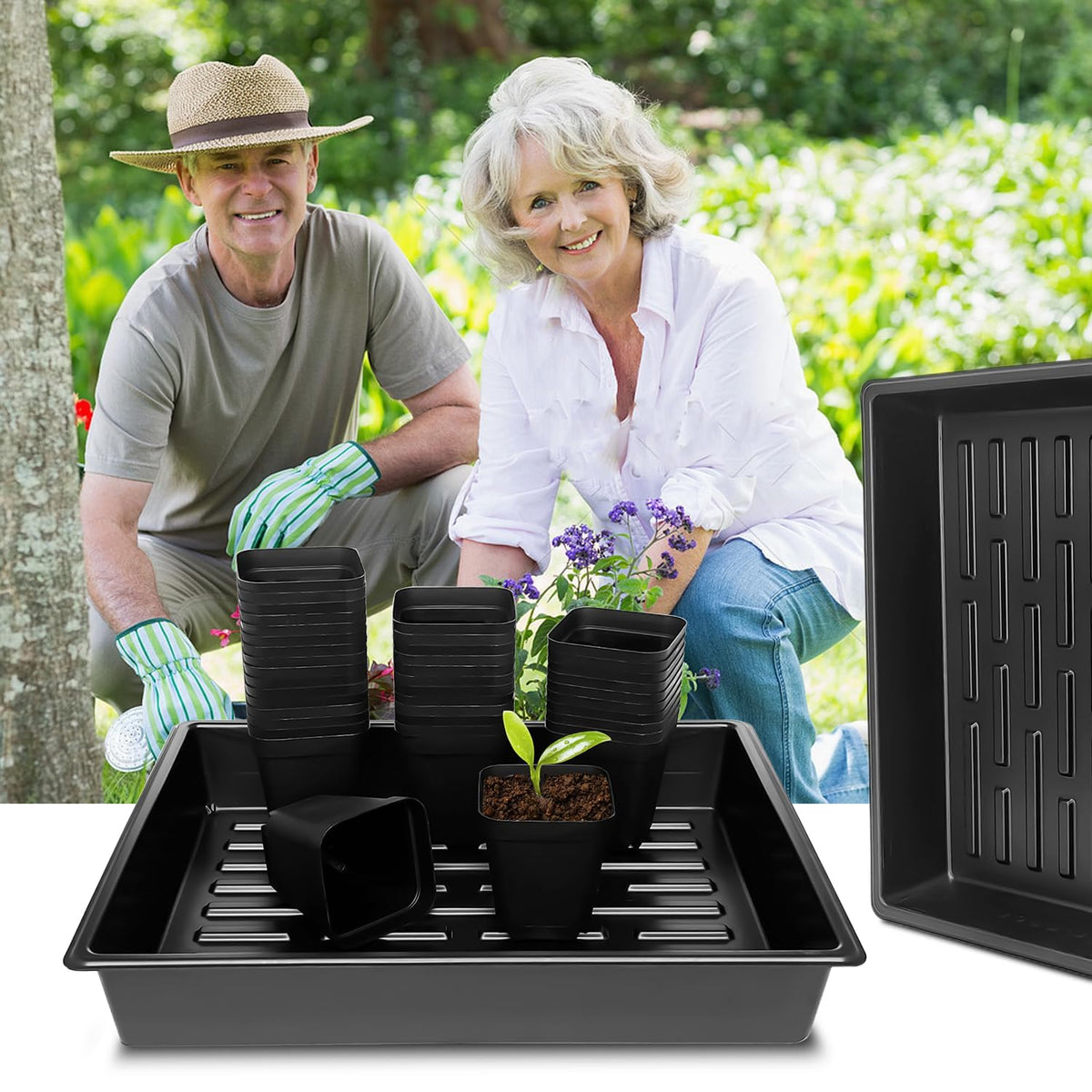 RooTrimmer packaging shows 5 trays and 60 pots for easy propagation.
