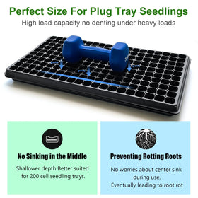 RooTrimmer 21x11 top dimensions fit 200-cell trays securely.