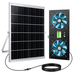 Ropelux solar fan in a chicken coop delivering a cool, fresh breeze.