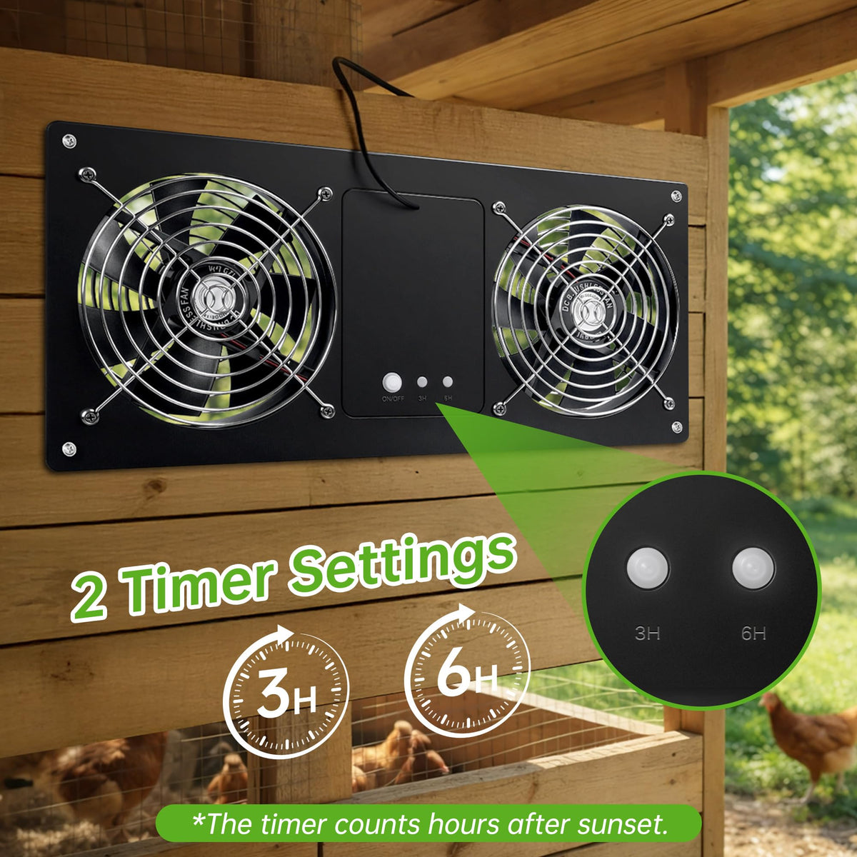 Ropelux solar fan with warranty badge illustrating reliable quality.