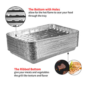 Roponan aluminum foil grill pans with holes distribute heat evenly