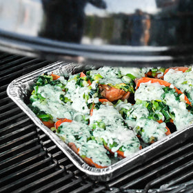 Roponan sturdy aluminum foil liners reduce cleanup and extend grate life.