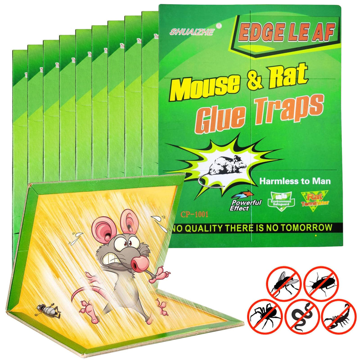 ROPQPEOD 10-pack mouse glue traps show strong-stickiness for quick pest capture.