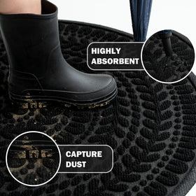 RORA semi-circle mat in black enhances the entry with practical protection.