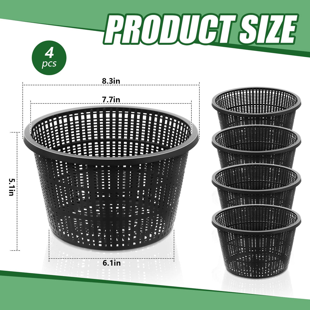 Roshtia aquatic plant basket side view demonstrates durable, fade-resistant material for ponds.