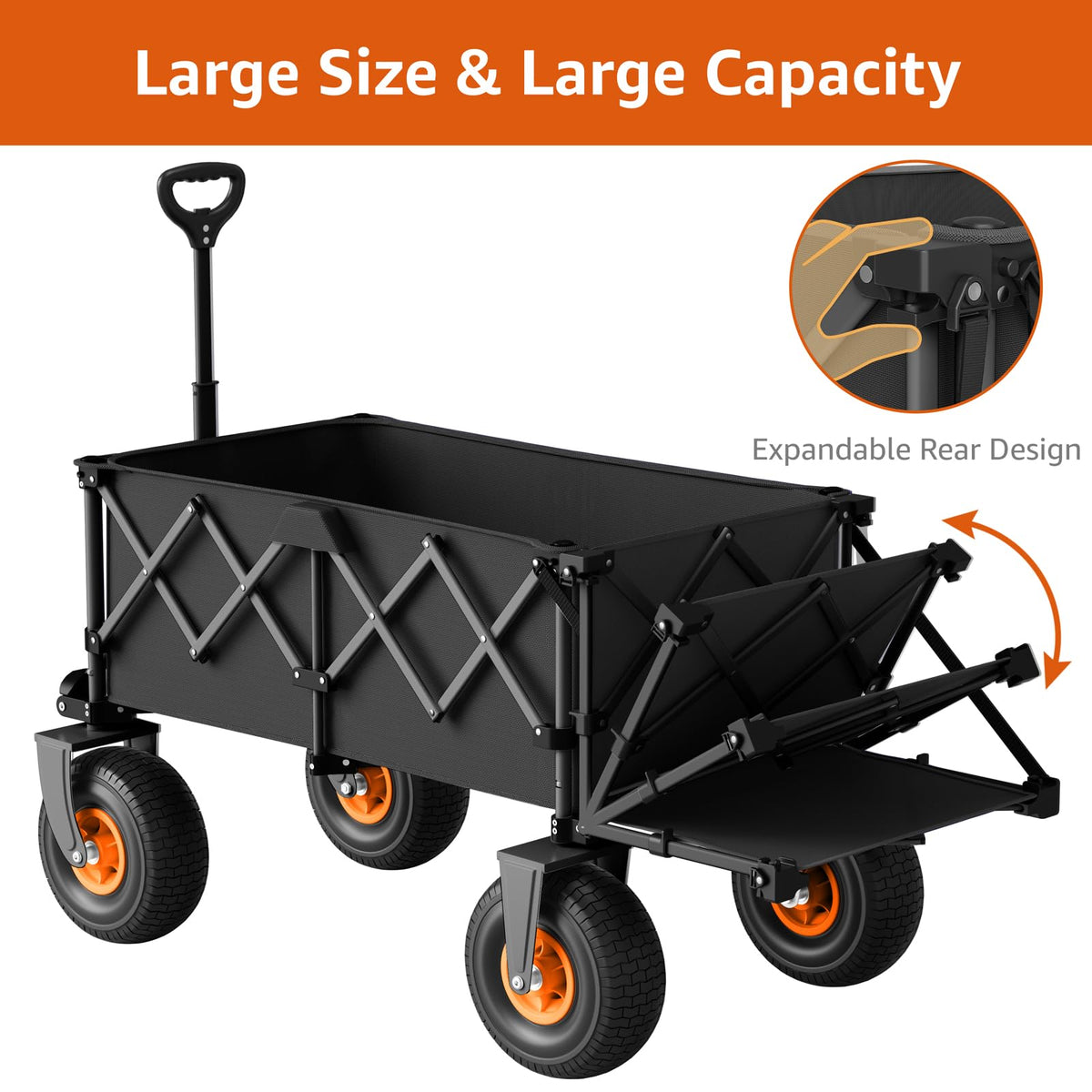 ROSONG Wagon folded to compact size for easy storage in a car trunk.