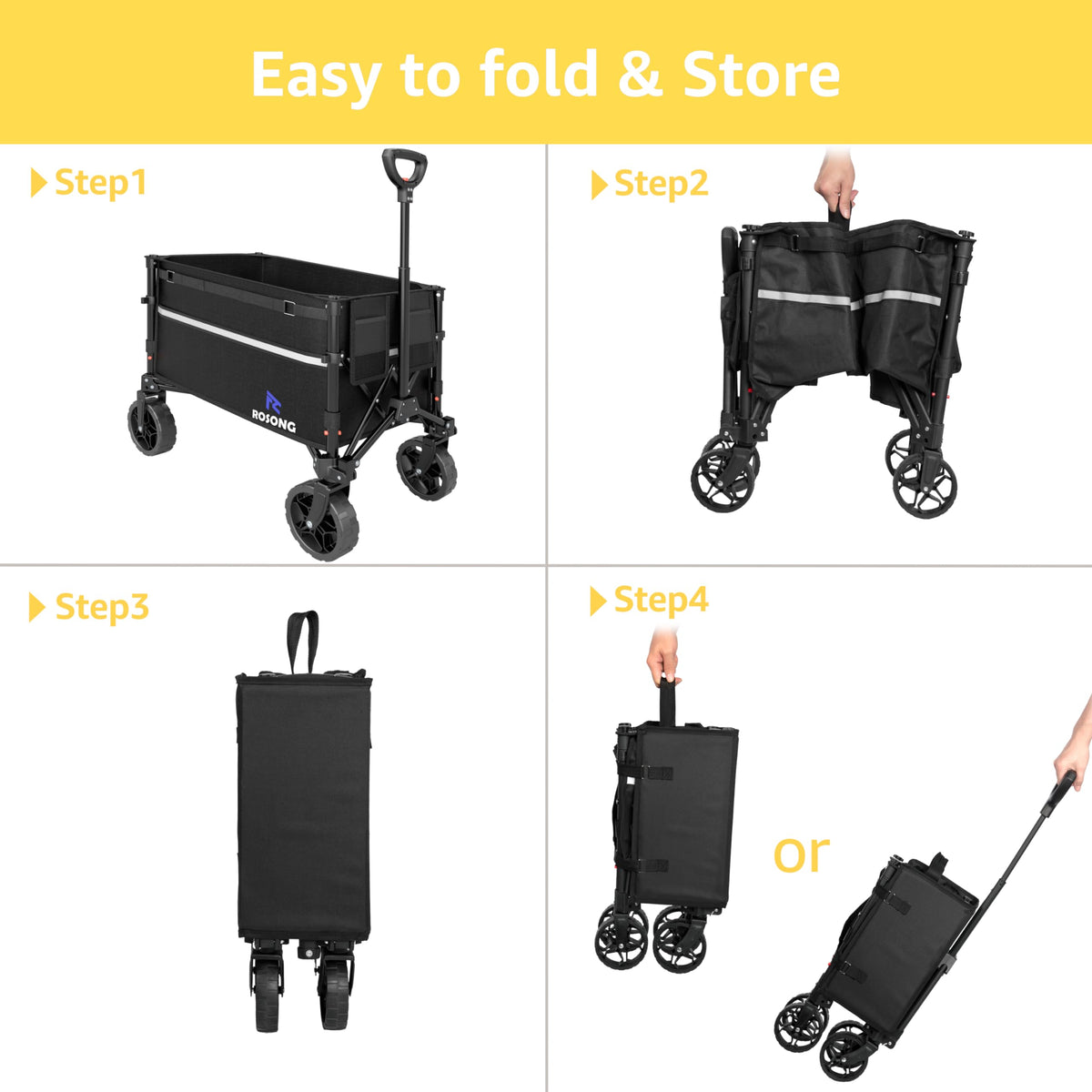 ROSONG 120L capacity for groceries, camping gear, or gardening supplies.