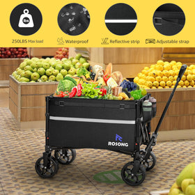 ROSONG wagon built with a heavy-duty steel frame for lasting outdoor use.