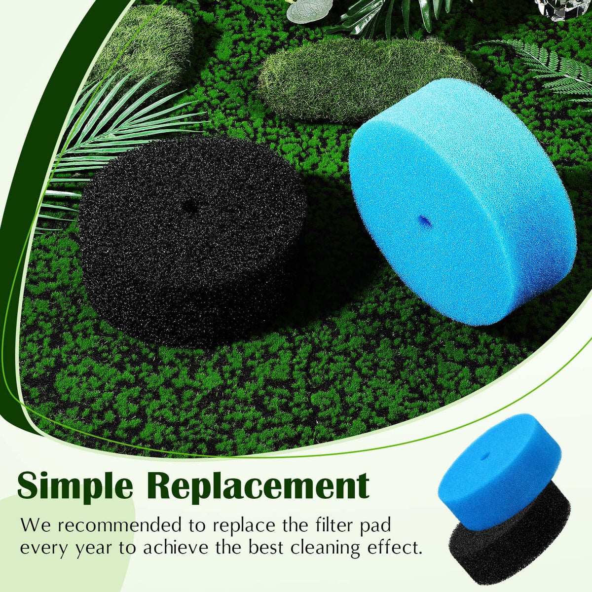 Rossesay reusable pond filter pads simplify maintenance and reduce waste.