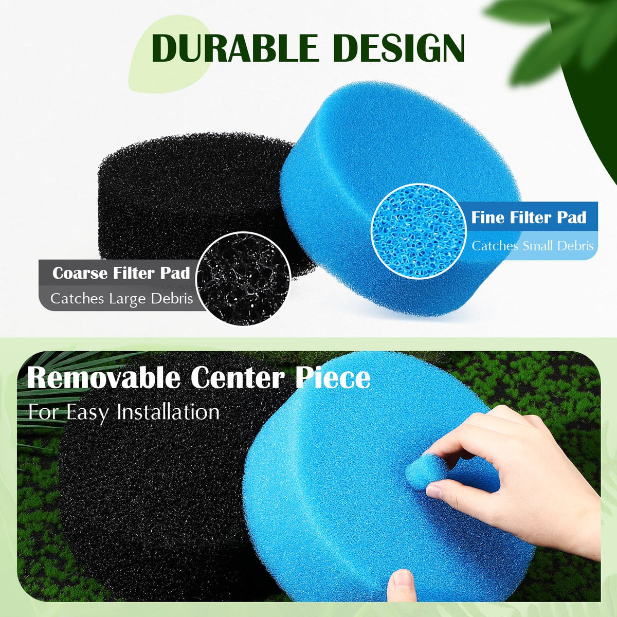 Rossesay two-pack pond filter pads provide comprehensive filtration for ponds.