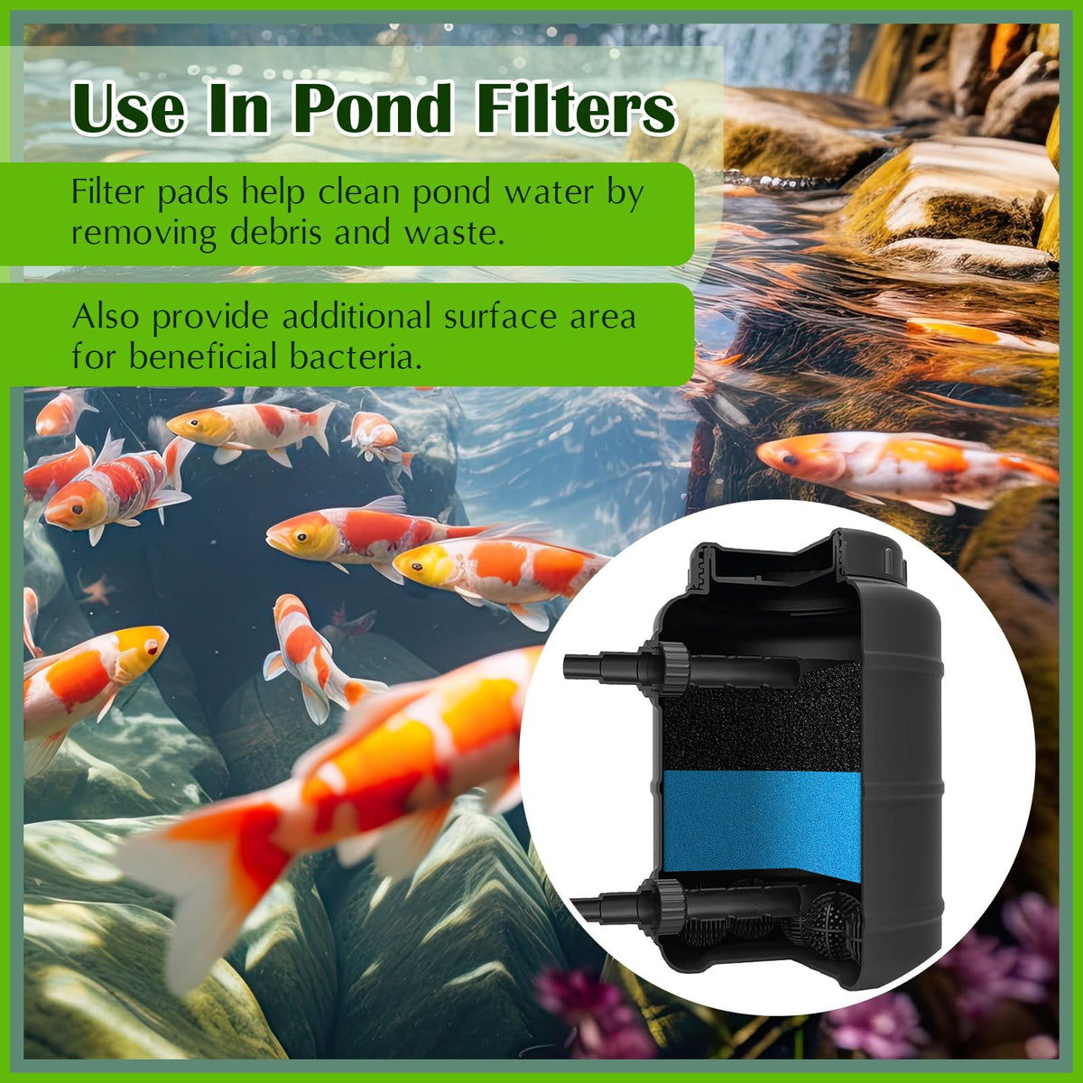 Rossesay vacuum-packaged pond filter pad stays clean until installation.