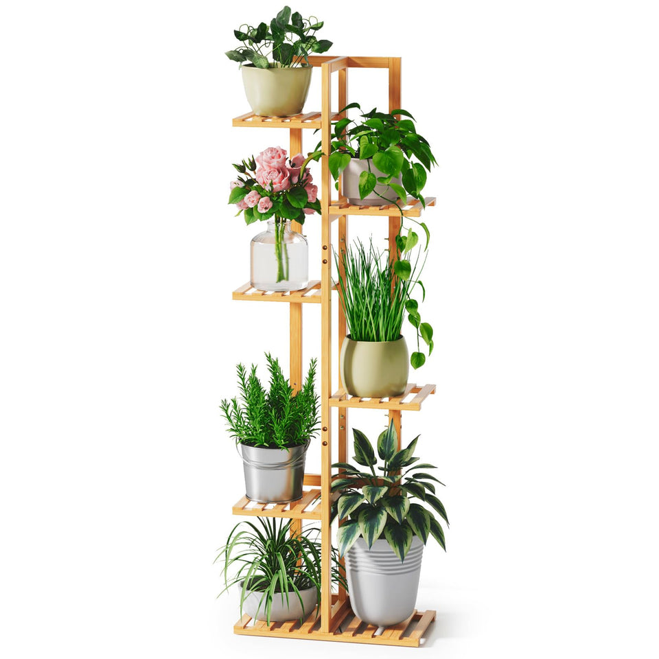 ROSSNY 48-inch tall plant stand with six levels for versatile indoor display.
