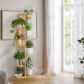 ROSSNY indoor corner plant display maximizes corner space for plants.