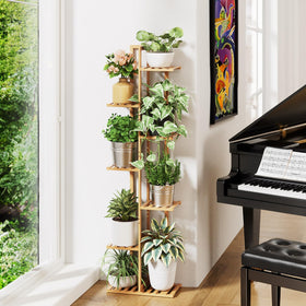 ROSSNY mid-century style plant shelf enhances decor while holding multiple pots.