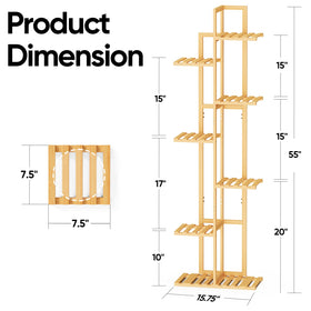 ROSSNY seven-tier bamboo shelf organizes pots with durable, stable storage.