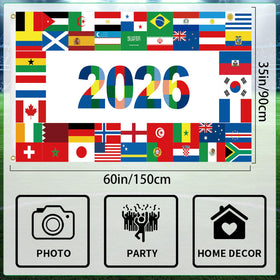 Rosulasi international flags banner 59x35 inches adds vibrant backdrop to events.