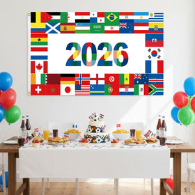 Rosulasi world flags decor enhances atmosphere at parties and celebrations.