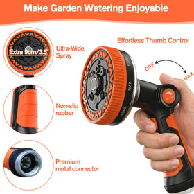 Rosy Earth nozzle showing eight modes for versatile cleaning and watering tasks.