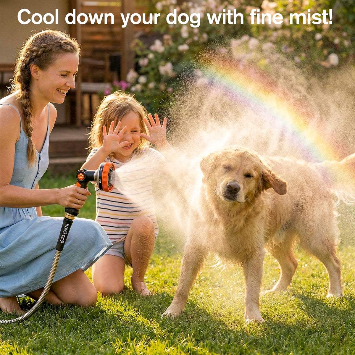 Rosy Earth high-pressure setting tackles stubborn dirt on driveways.