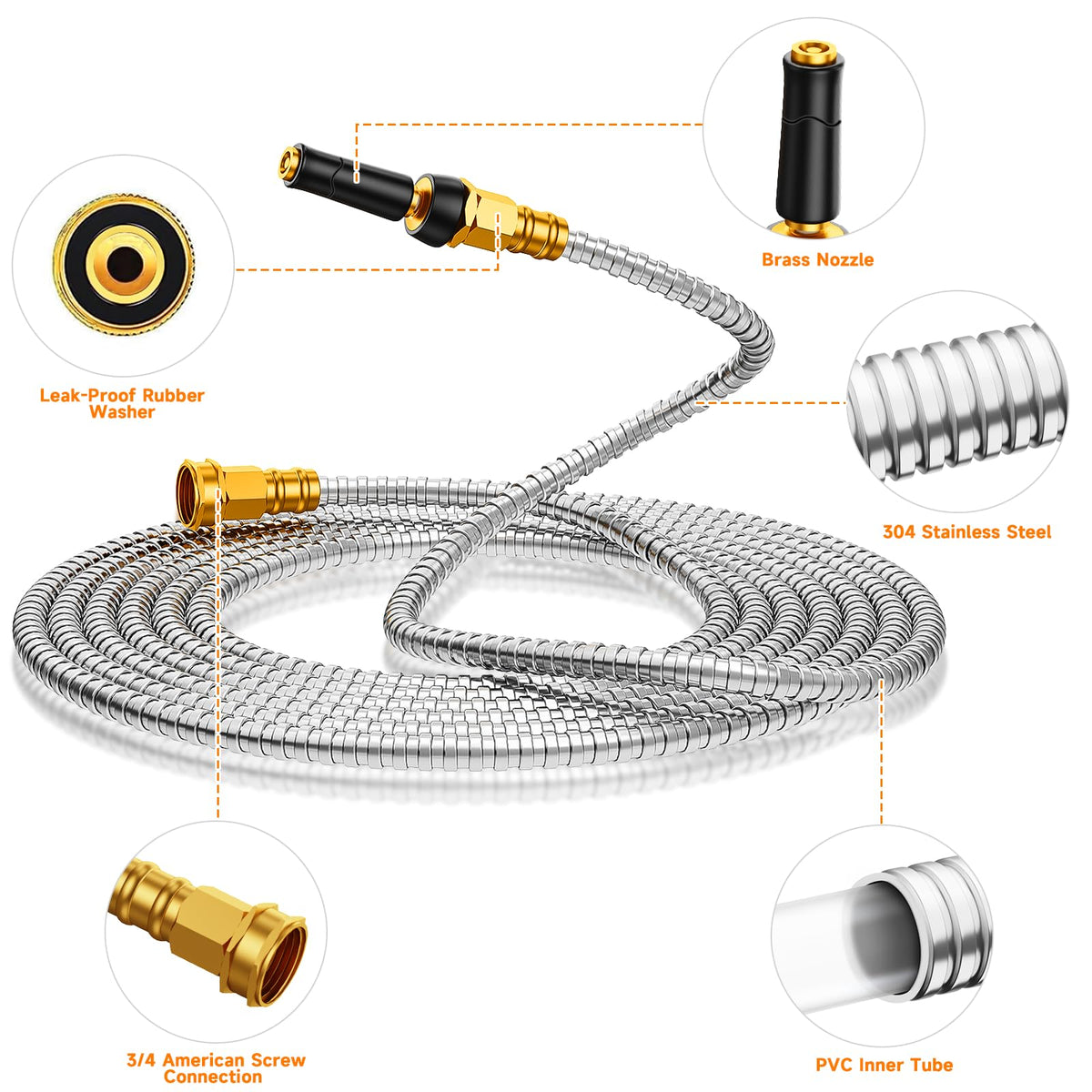 Rosy Earth metal hose connectors end-to-end enabling easy extension and accessory use