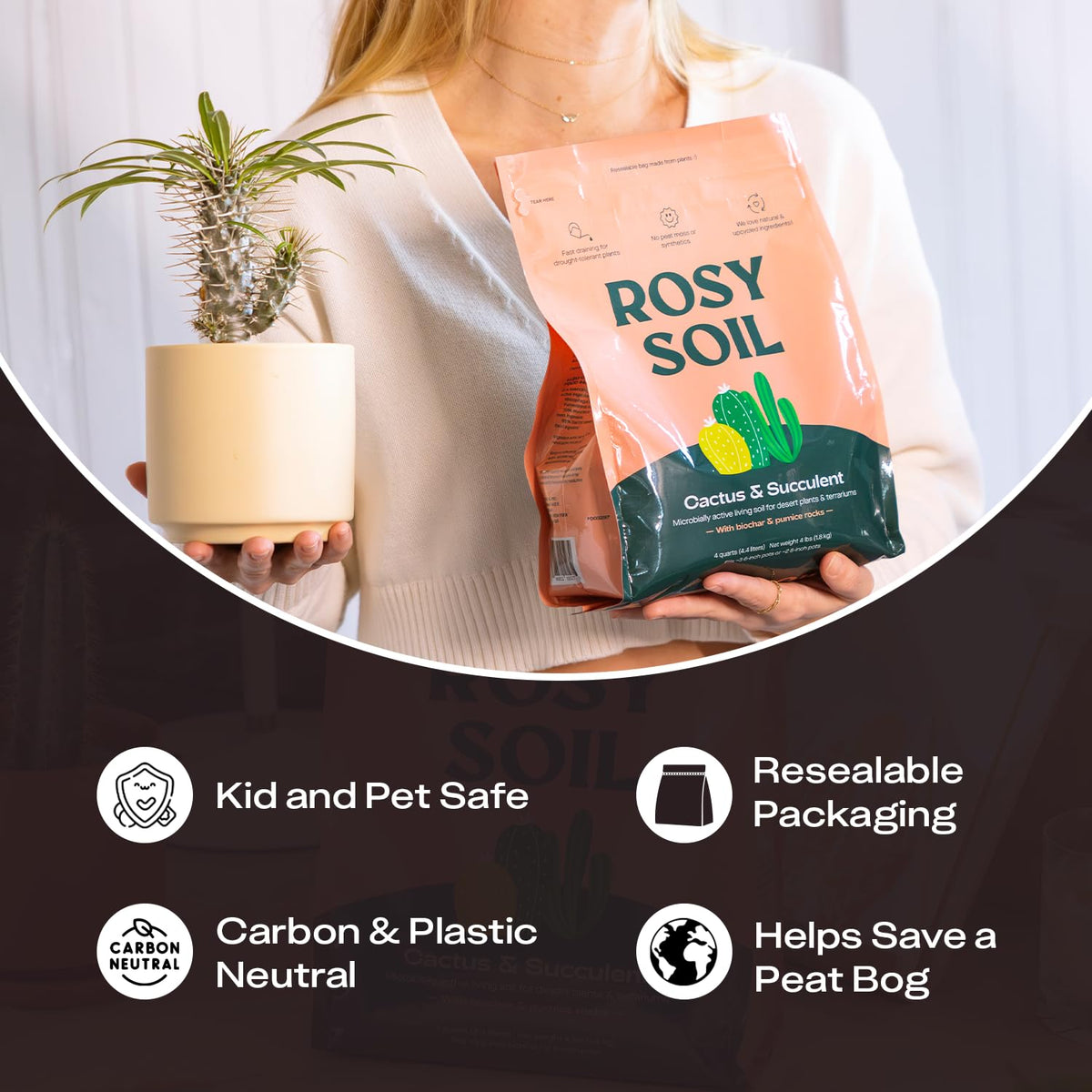 Rosy Soil supports drought tolerant care for aloe vera and succulents