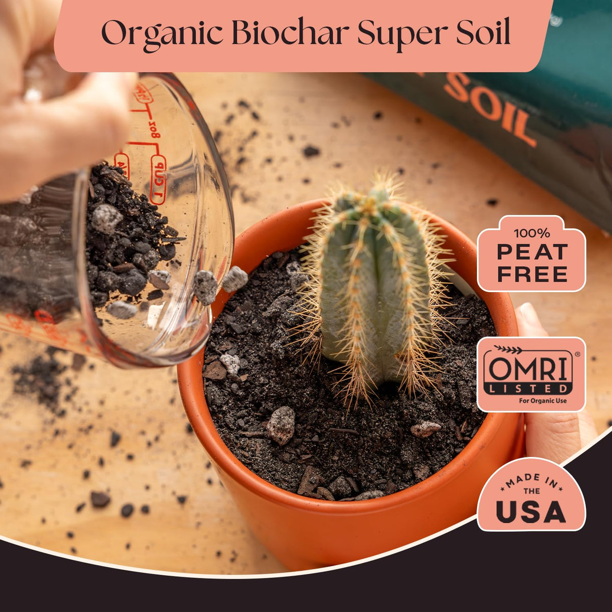 Closeup of Rosy Soil loose texture for drainage and aeration