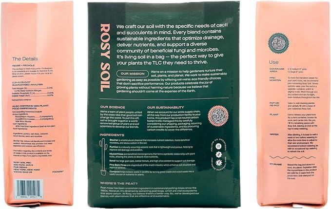 Rosy Soil premium mix texture aids fast-draining setup for drought-tolerant plants