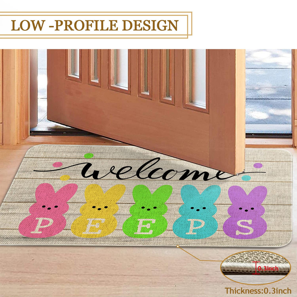 Roszwtit Easter Door Mat suitable for both indoor and outdoor entryways.