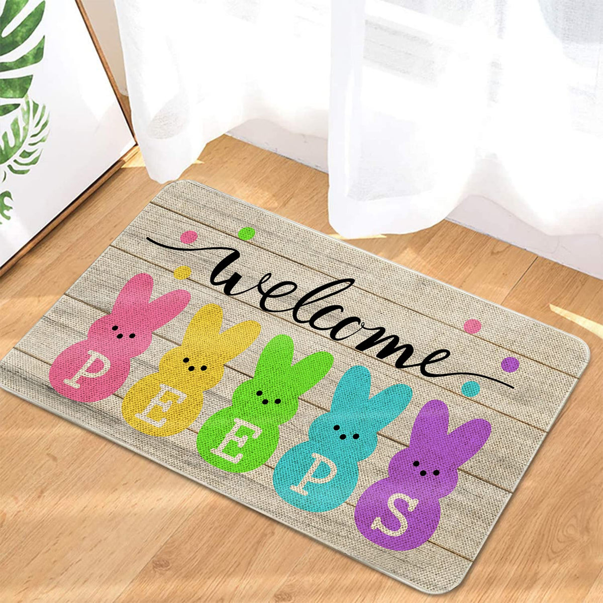 Roszwtit Easter Door Mat features a welcoming bunny design for Easter decor.