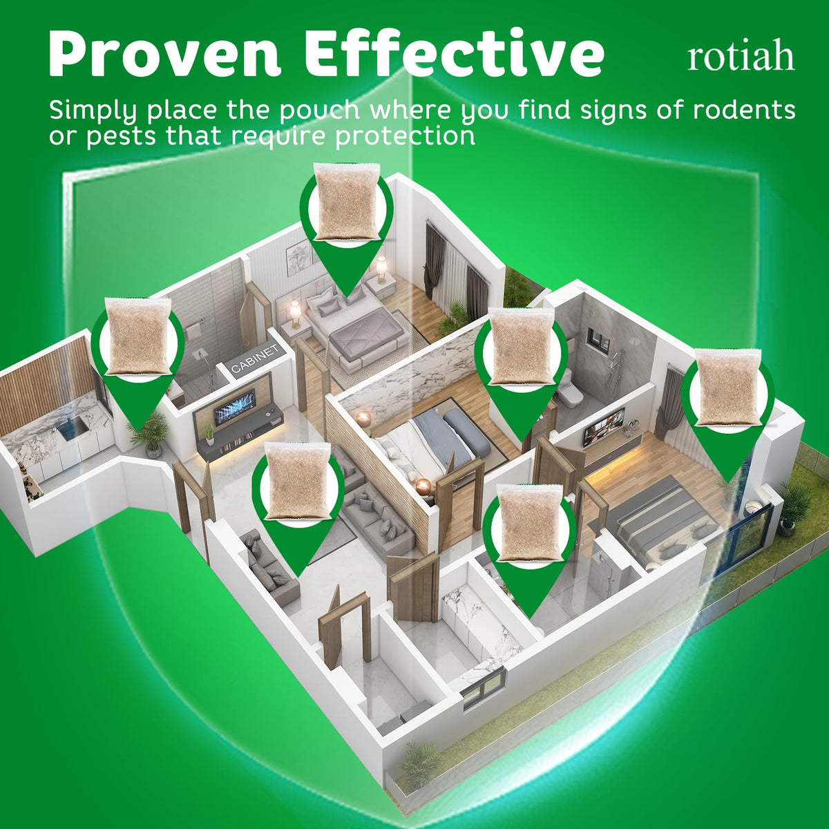 ROTIAH kitchen, garage, and vehicle placement for effective deterrence.
