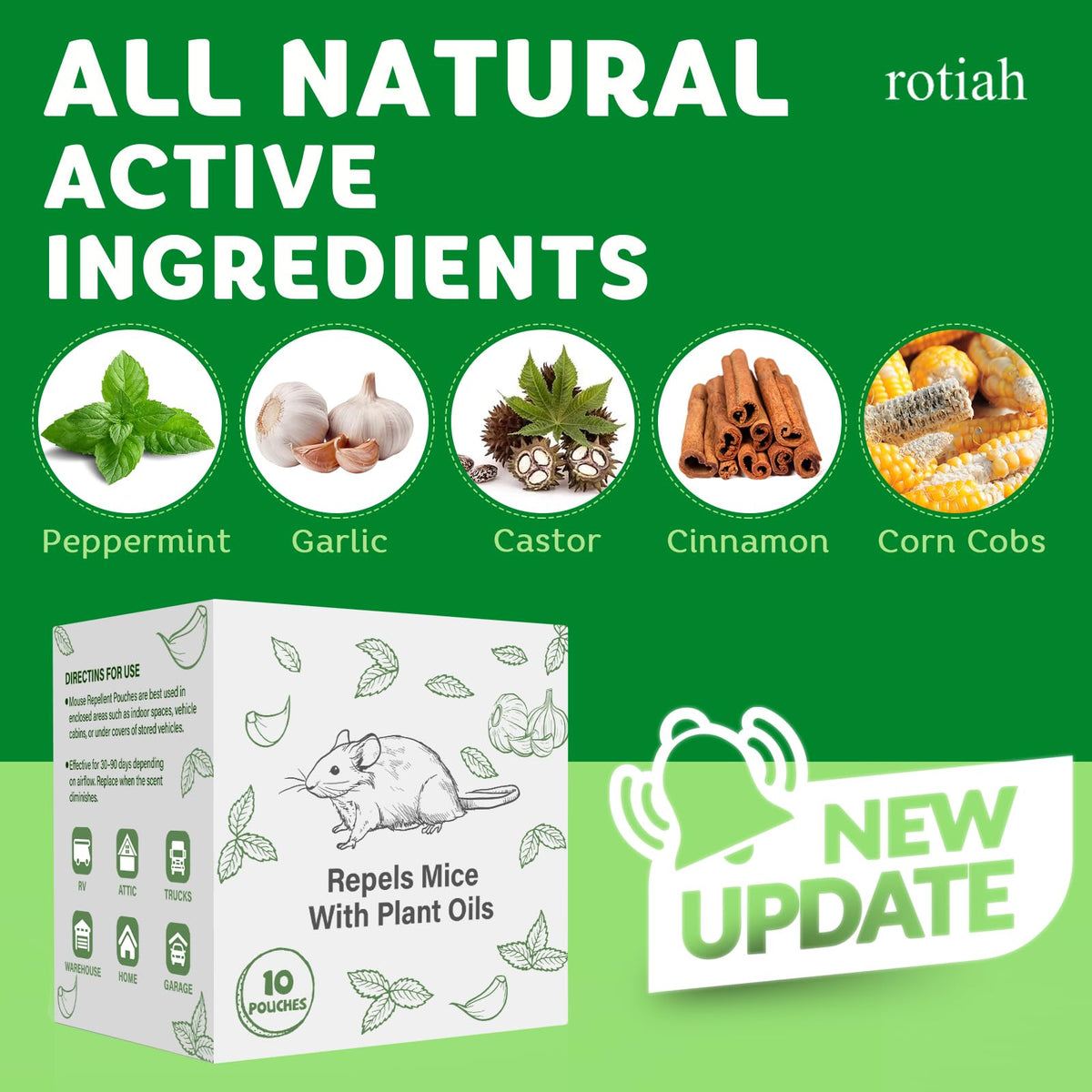 ROTIAH peppermint-oil mesh bag for rodents provides safe home deterrence.