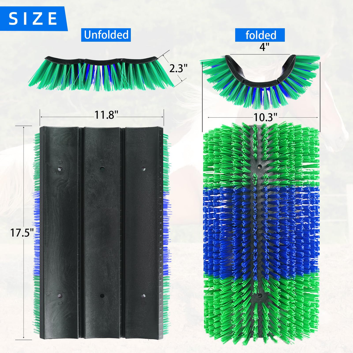 Rouisxue expandable brush expands to 17.5 by 11.8 inches for large livestock