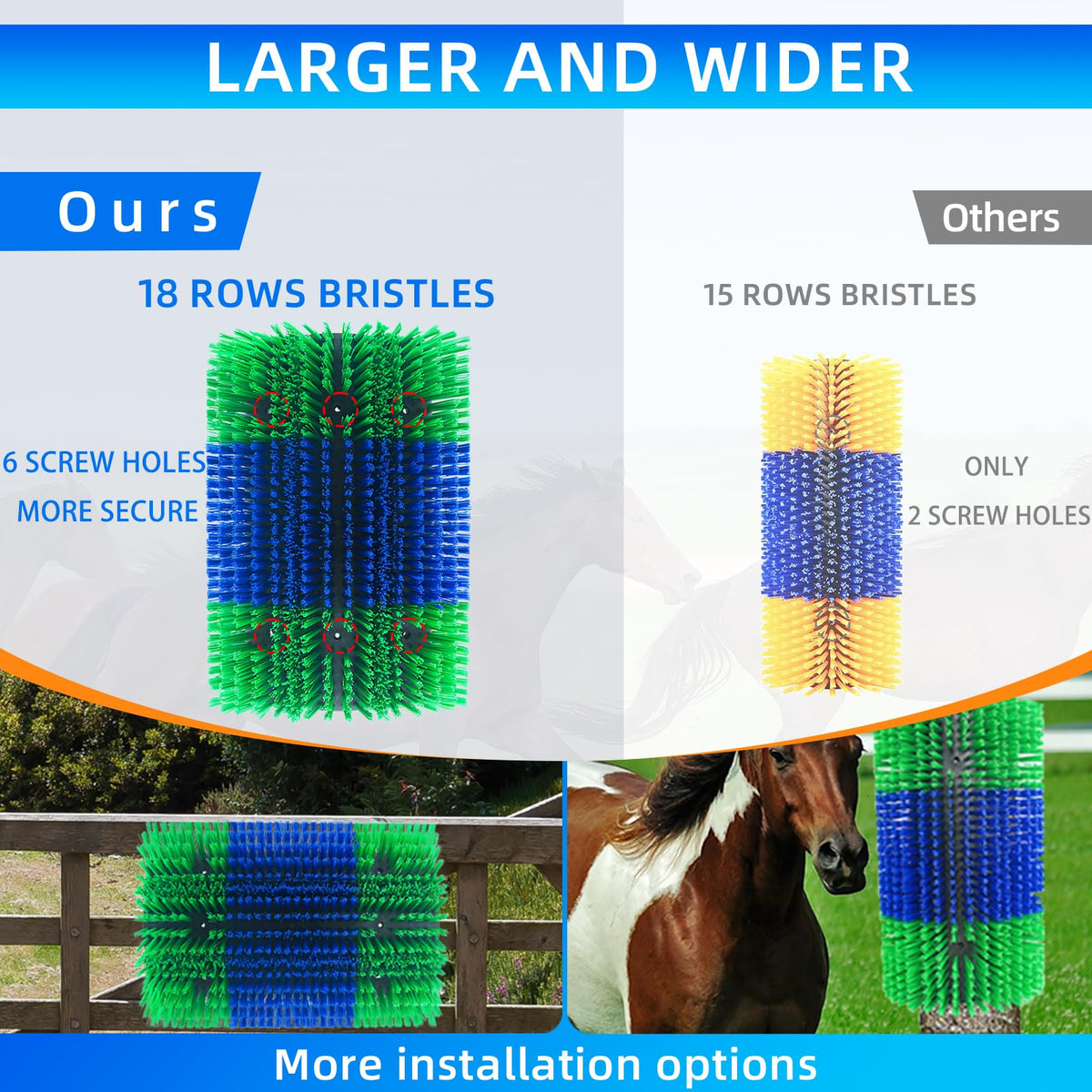 Rouisxue nylon bristles provide soft yet firm touch for safe grooming