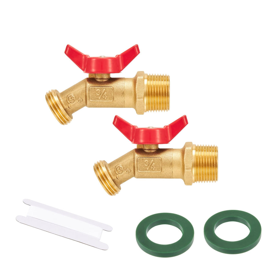 RouLiPouLi outdoor hose faucet ball valve close-up showcases sturdy brass build for durability.