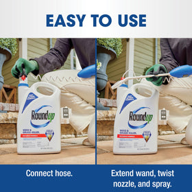Roundup coverage up to 400 sq ft shown in outdoor space.