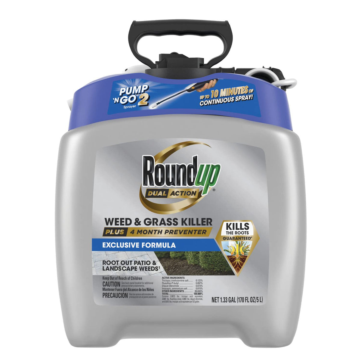 Roundup Dual Action bottle with Pump N Go for easy weed control