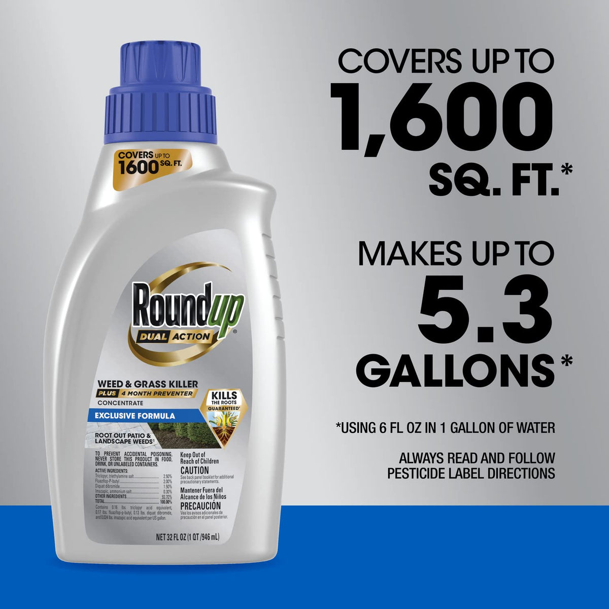 Roundup Dual Action Concentrate in gravel area preventing weed regrowth.