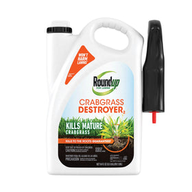 Roundup for Lawns Crabgrass Destroyer2 bottle targets crabgrass and grassy weeds for healthy turf.