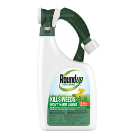Roundup For Lawns3 spray bottle close-up, ready to use on northern grasses to kill weeds.