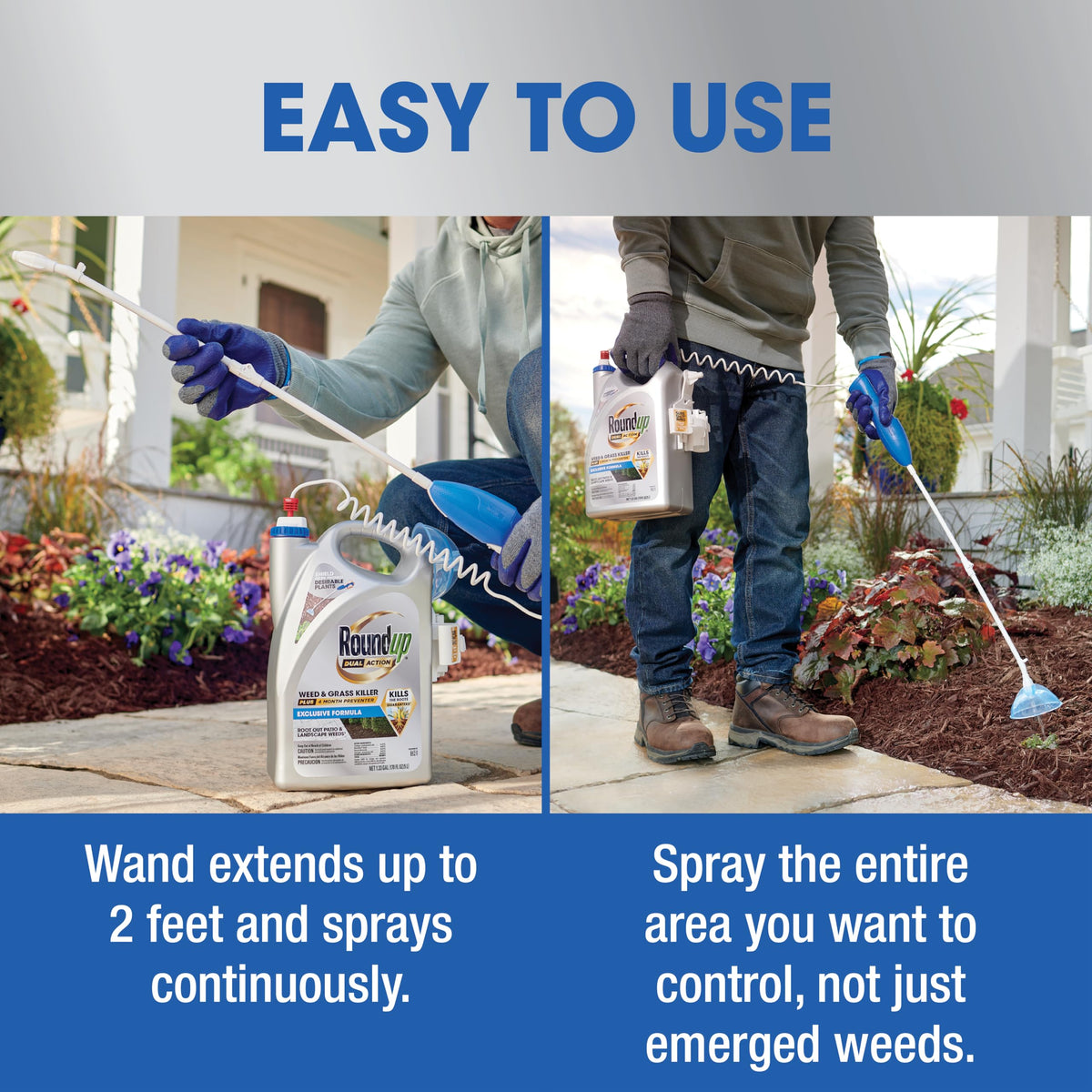 Roundup application prepared for replanting ornamental plants after treatment.