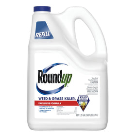 Roundup Weed & Grass Killer₄ Refill bottle being prepared for quick root-level weed control.