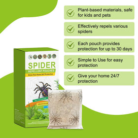 Routade spider repellent pouch placed in a bedroom corner for discreet protection.