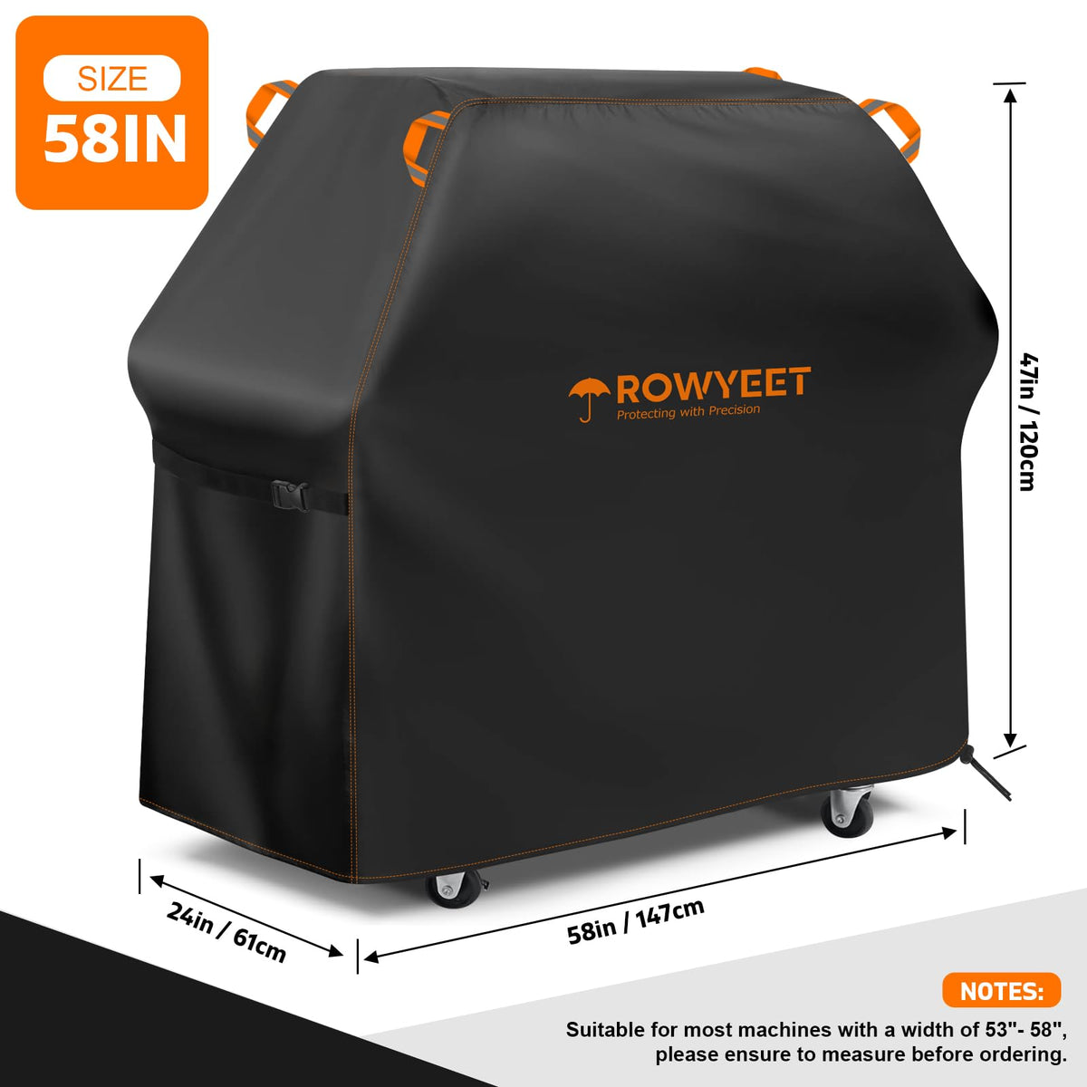 ROWYEET grill cover in durable Oxford fabric shields against sun, rain, and dust